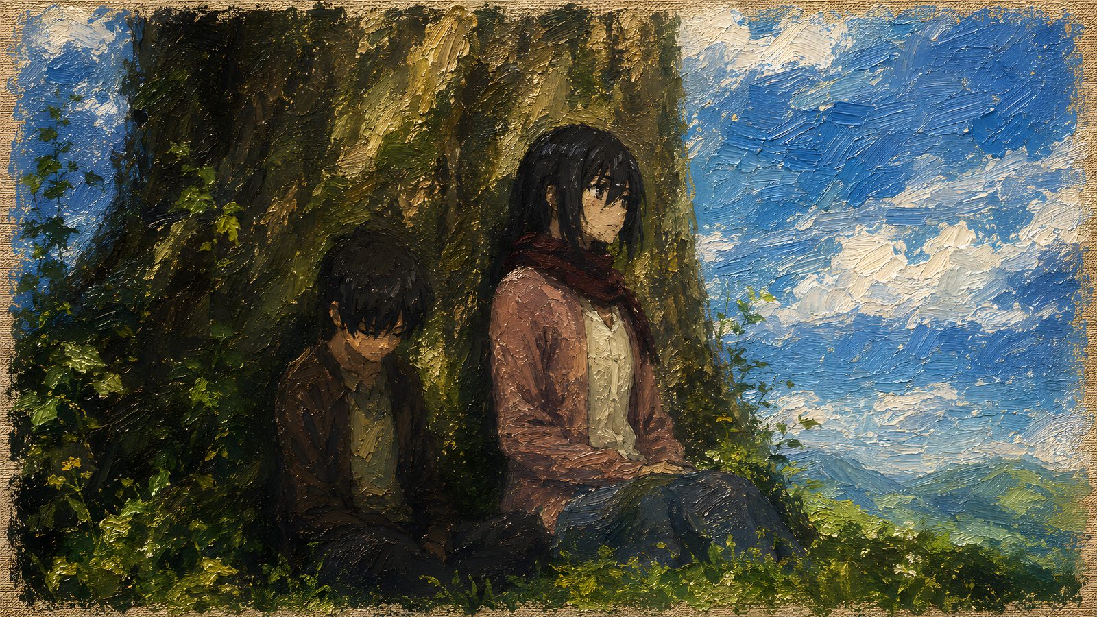 Eren und Mikasa Wallpaper